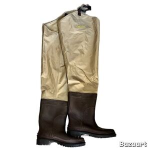 Cabela's Waders Attached Boots Tan Brown Outdoor Gear Hunting Fishing Galoashes